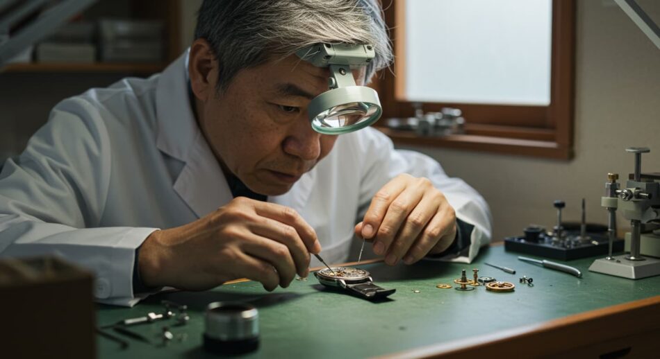 時計修理している様子